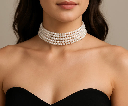 Layered Glass Pearl Choker