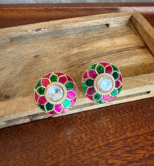 MULTICOLOR JADAU KUNDAN STUDS