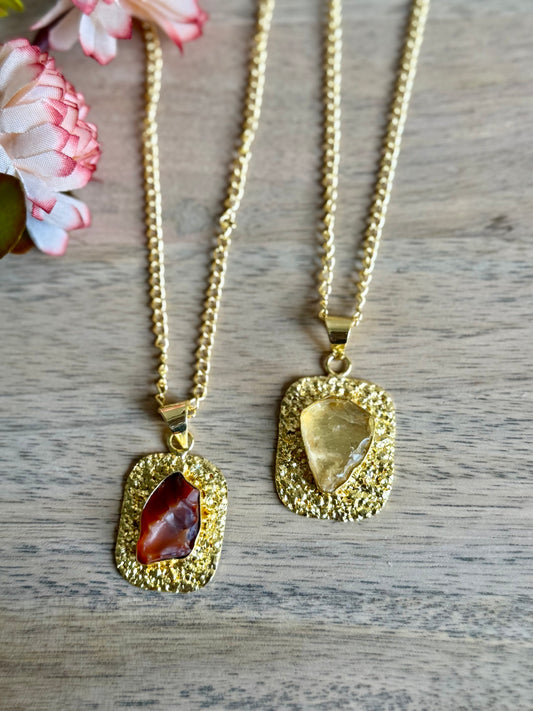 Raw Stone Pendant (Pack Of Two)